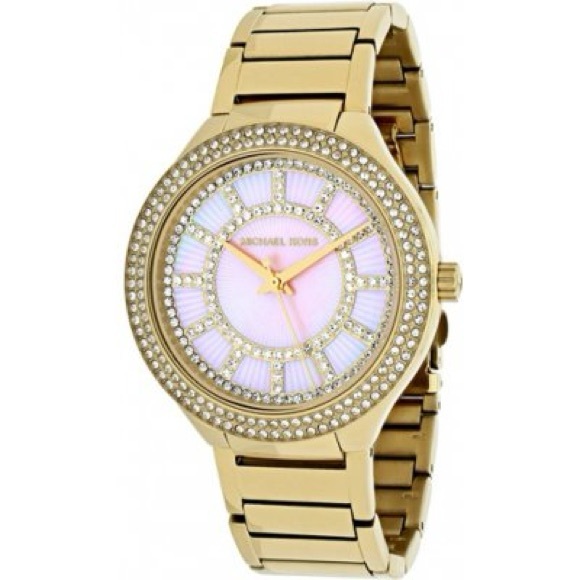Michael Kors Mother of Pearl Dial Gold Steel Strap Watch for Women - Picture 1 of 11